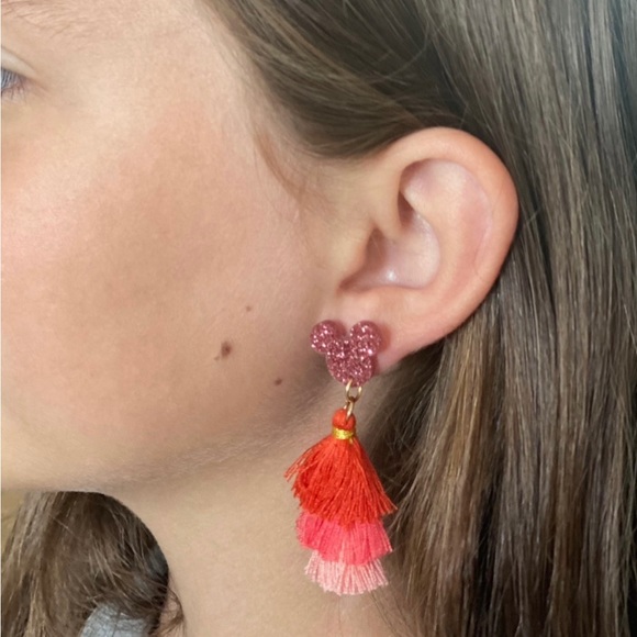 Minnie Mouse dangle pink earrings - Picture 1 of 2